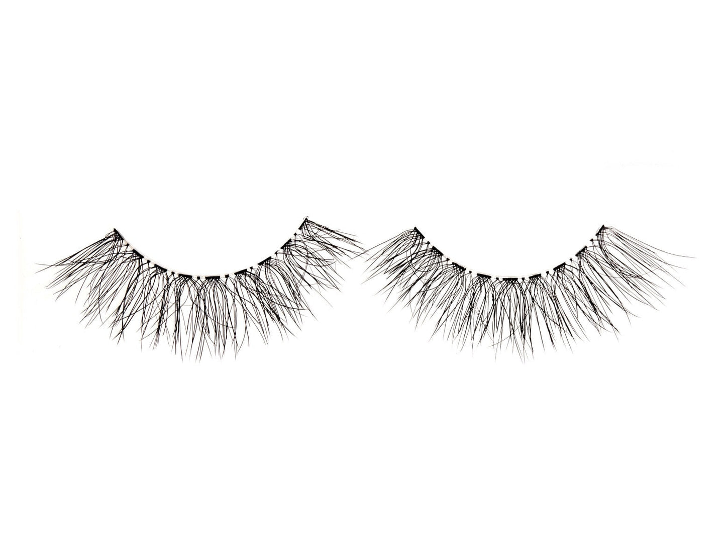 Pair of Ardell Textureyes 585 upper false lashes lay side by side isolated in a white color setting