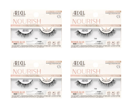 Four boxes of Ardell Nourish false eyelashes on a white background