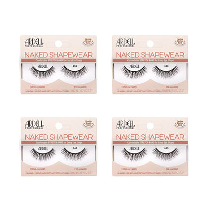 Four packages of Ardell Naked Shapewear false eyelashes on a white background