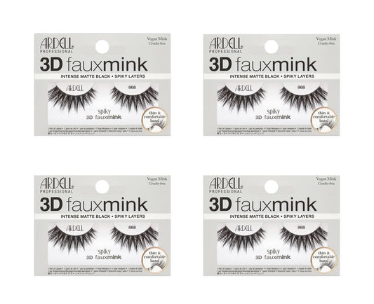 Four packages of Ardell 3D faux mink false eyelashes on a white background