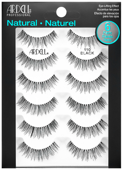 Ardell Natural Lashes 110 Black 6-Pack – Six pairs of natural 110 lashes for soft volume and an eye-lifting effect, ideal for daily wear.