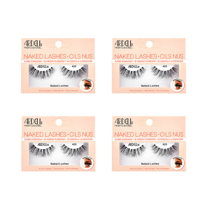 Four packages of Ardell Naked Lashes on a white background
