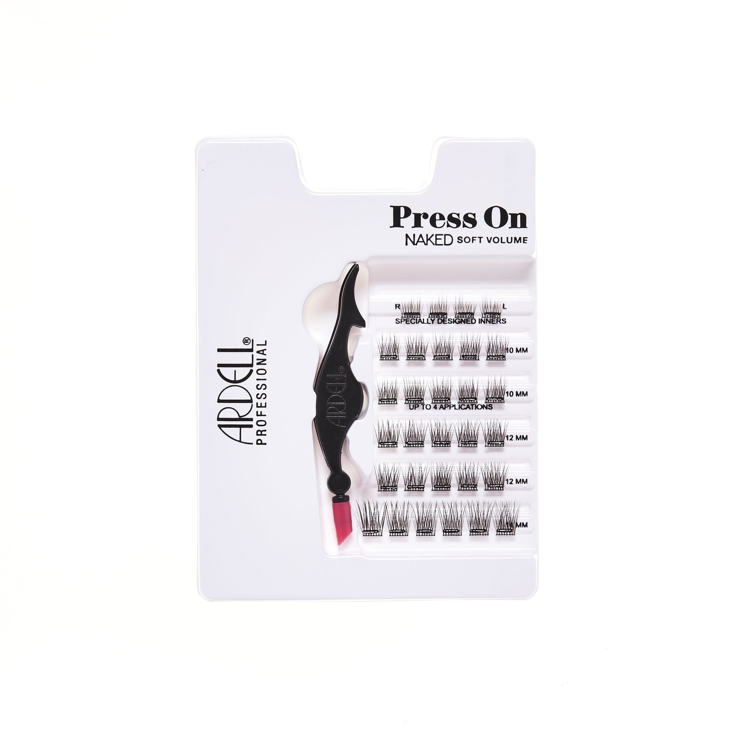 Tray of Ardell Naked Press on Lash Underlash Extensions Soft Volume, pre-glued and ready to apply lash segments.