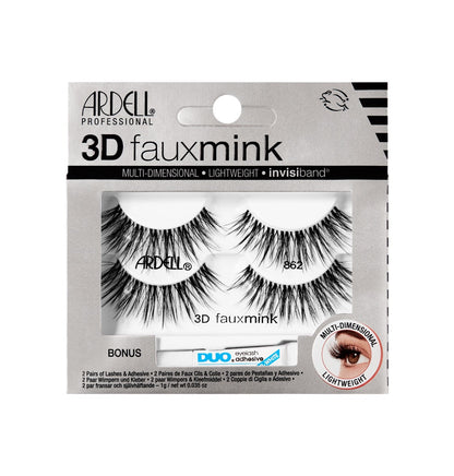 Front view of 3D Faux Mink 862 sealed wall-hook ready packaging