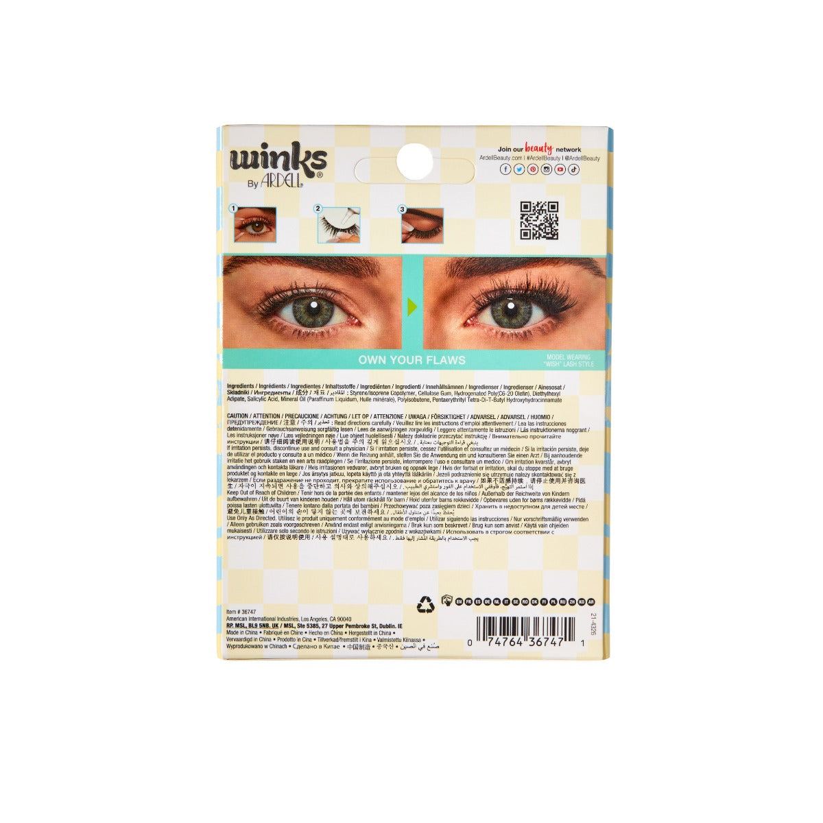 Back of Winks Be Yourself Wish + Vibez Lashes & Patches packaging