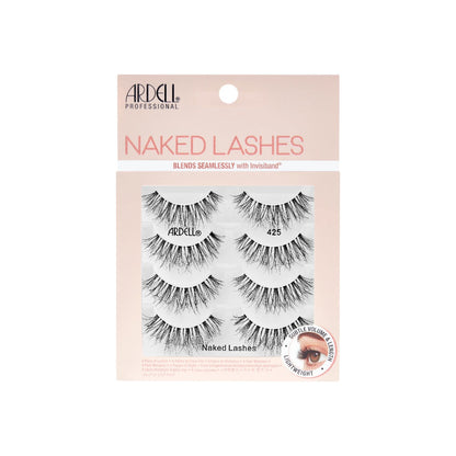 Ardell Naked Lashes 425 multi-pack with four pairs of soft, lightweight lashes featuring Invisiband.