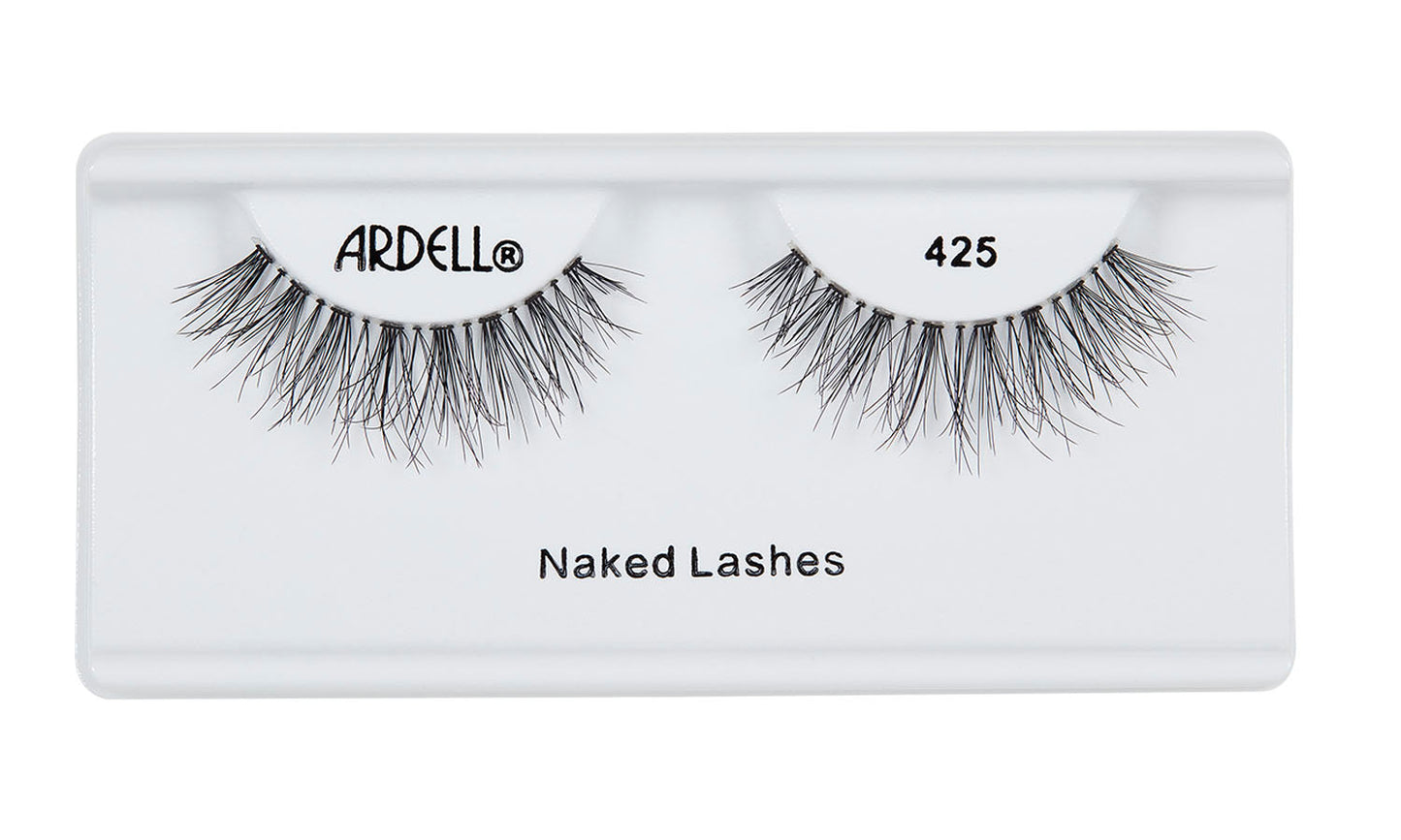 Pair of Ardell Naked Lash 425 faux lashes in inner packaging labeled "Ardell", "425", & "Naked Lashes"