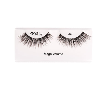 Ardell Mega Volume Lashes 262 – Long, full-volume false lashes with tapered tips for a glamorous, high-impact effect.