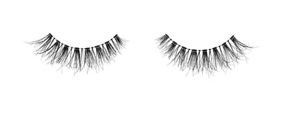 Pair of barely-there Ardell Naked Lash 424 false lashes side by side with longer outer corners
